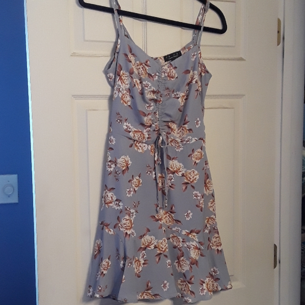 Trixxie Clothing Company Dress Blue Cream Brown M